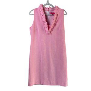 Lilly Pulitzer Tisbury Sleeveless Shift Dress Size L Pink Stripe V Neck Preppy